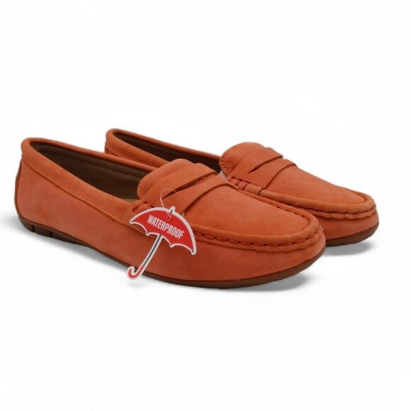 Blondo Shellby Women's Size 7.5 M Orange Suede Nubuck Waterproof Driver Loafer - Picture 1 of 13